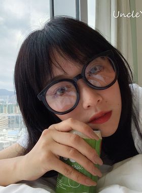 大脸姚叔叔小黑色显瘦网红眼镜