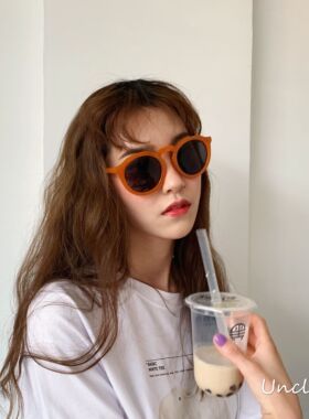 网红显脸小韩版复古圆形度假风