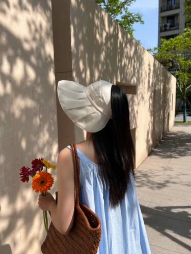 夏百搭可折叠网纱空顶贝壳防晒帽