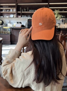 高品质莱赛尔棉！元气活力水洗橙色舒适软顶棒球帽显白橘色鸭舌帽