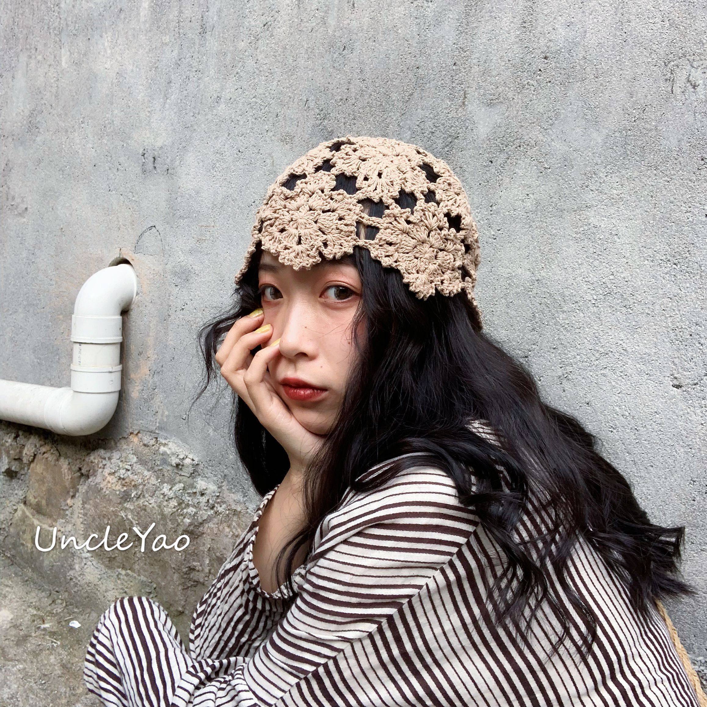 姚叔叔/旧时光的美人~复古vintage手工钩花盆帽森女帽子印度帽子
