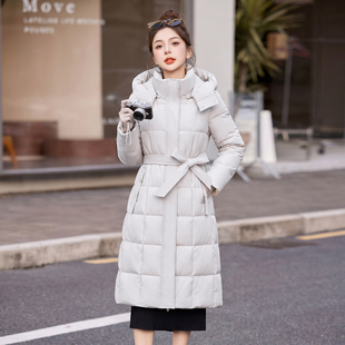 冬季新款棉服女腰带可拆帽棉袄一衣两穿百搭显瘦长款棉外套