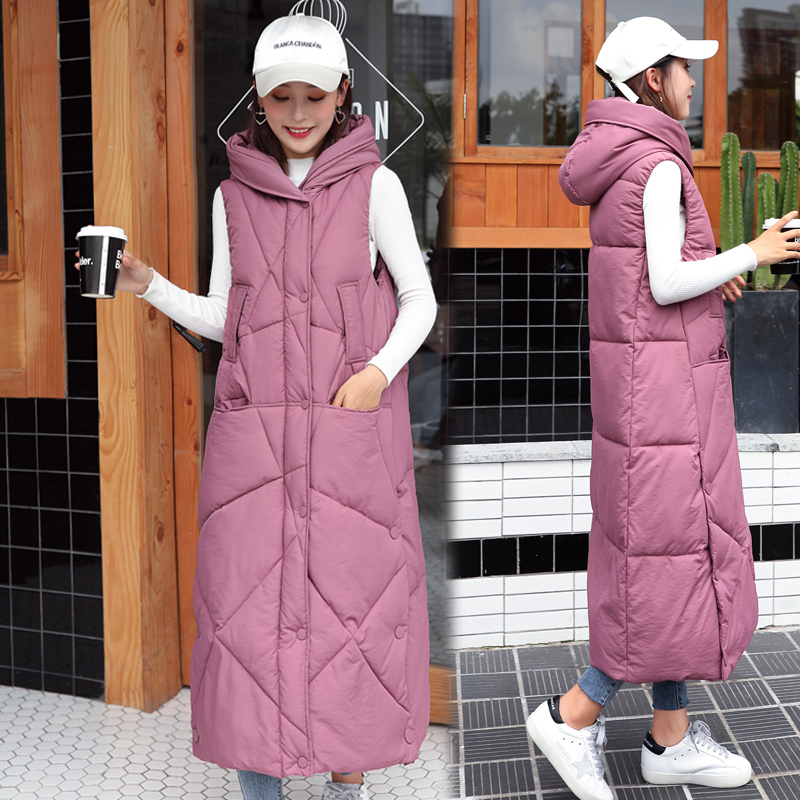 长款帽大码背心外穿无袖纯色马夹