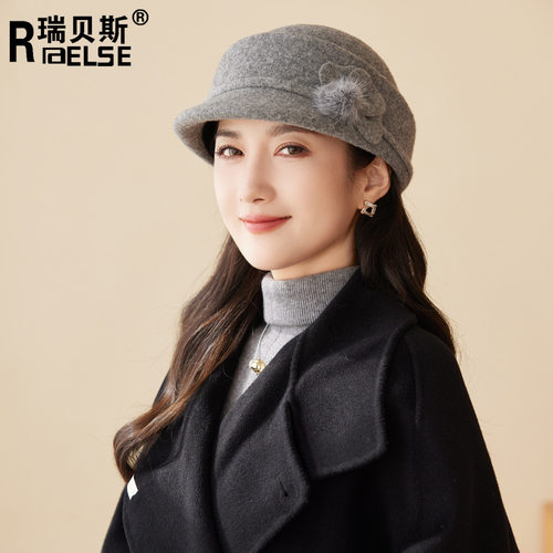 复古小礼帽秋冬羊毛呢优雅保暖盆帽显脸小休闲马术帽帽子女士冬
