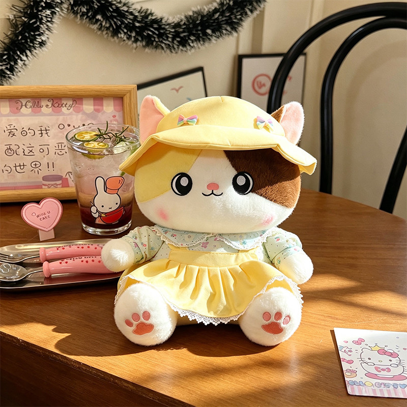 可爱花卷喵猫咪玩偶小猫办公桌治愈解压桌面少女治愈闺蜜生日礼物