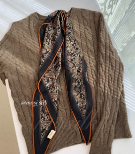 复古美学佩斯利菱形巾 超柔软真丝山羊绒羊毛丝巾百搭围巾女