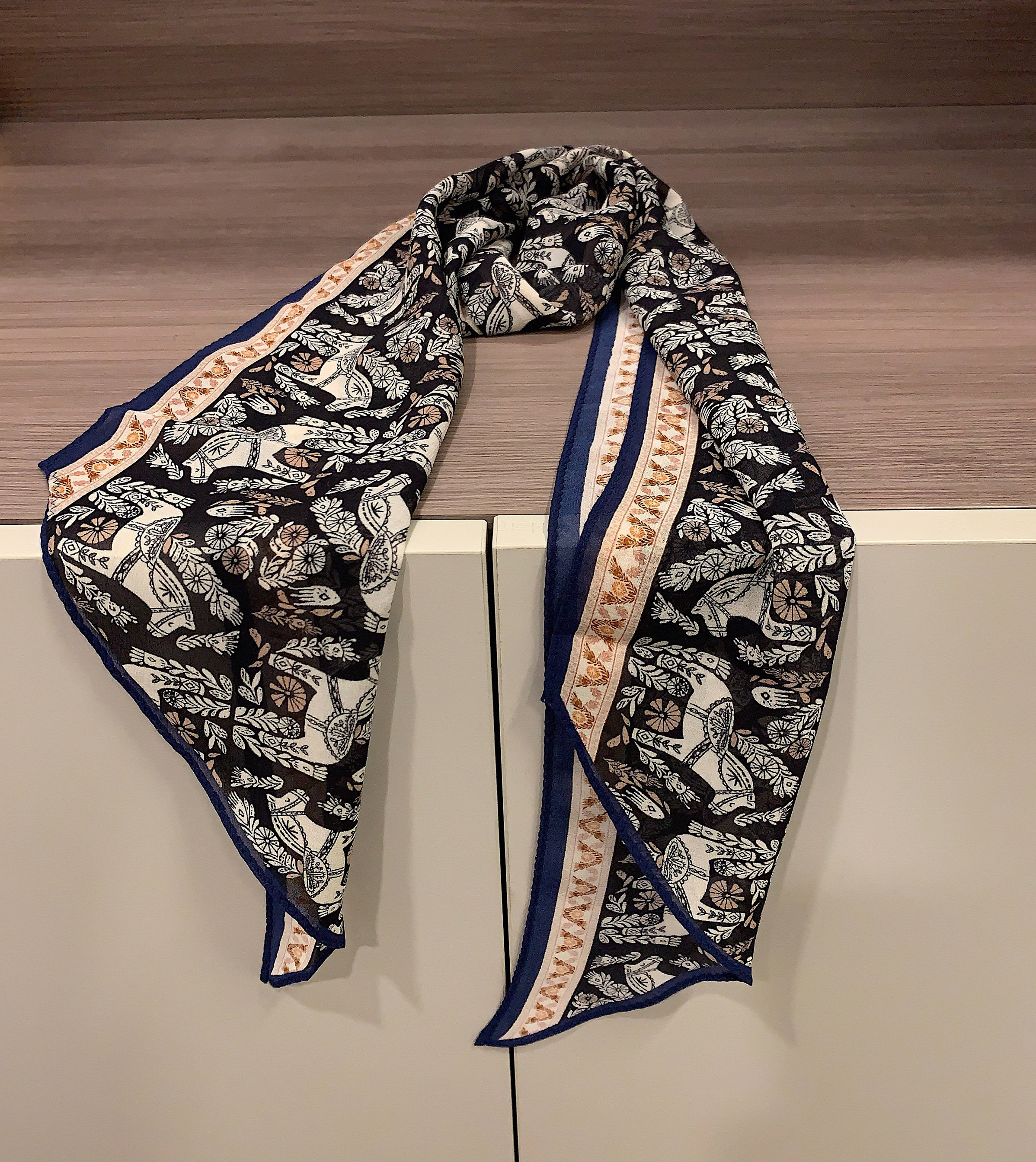 真丝乔其纱 森野小马轻薄桑蚕丝丝巾女 腰带束发真丝滑板巾