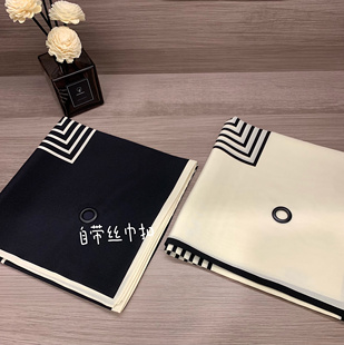 tot经典条纹6a级真丝丝巾 100%桑蚕丝双绉披肩90方巾