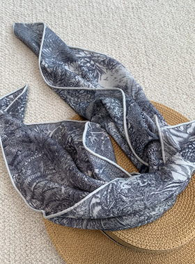 福宝丛林灰色 格雷系百搭灰丝毛围巾 双面桑蚕丝绵羊毛方巾65方巾