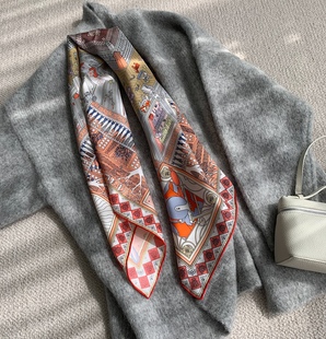 奇珍异宝新色 温柔的粉色系台版印染18姆米斜纹真丝丝巾90