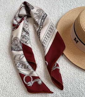 王室鞍具 氛围感配色双面用桑蚕丝加绵羊毛围巾 保暖丝毛方巾65CM