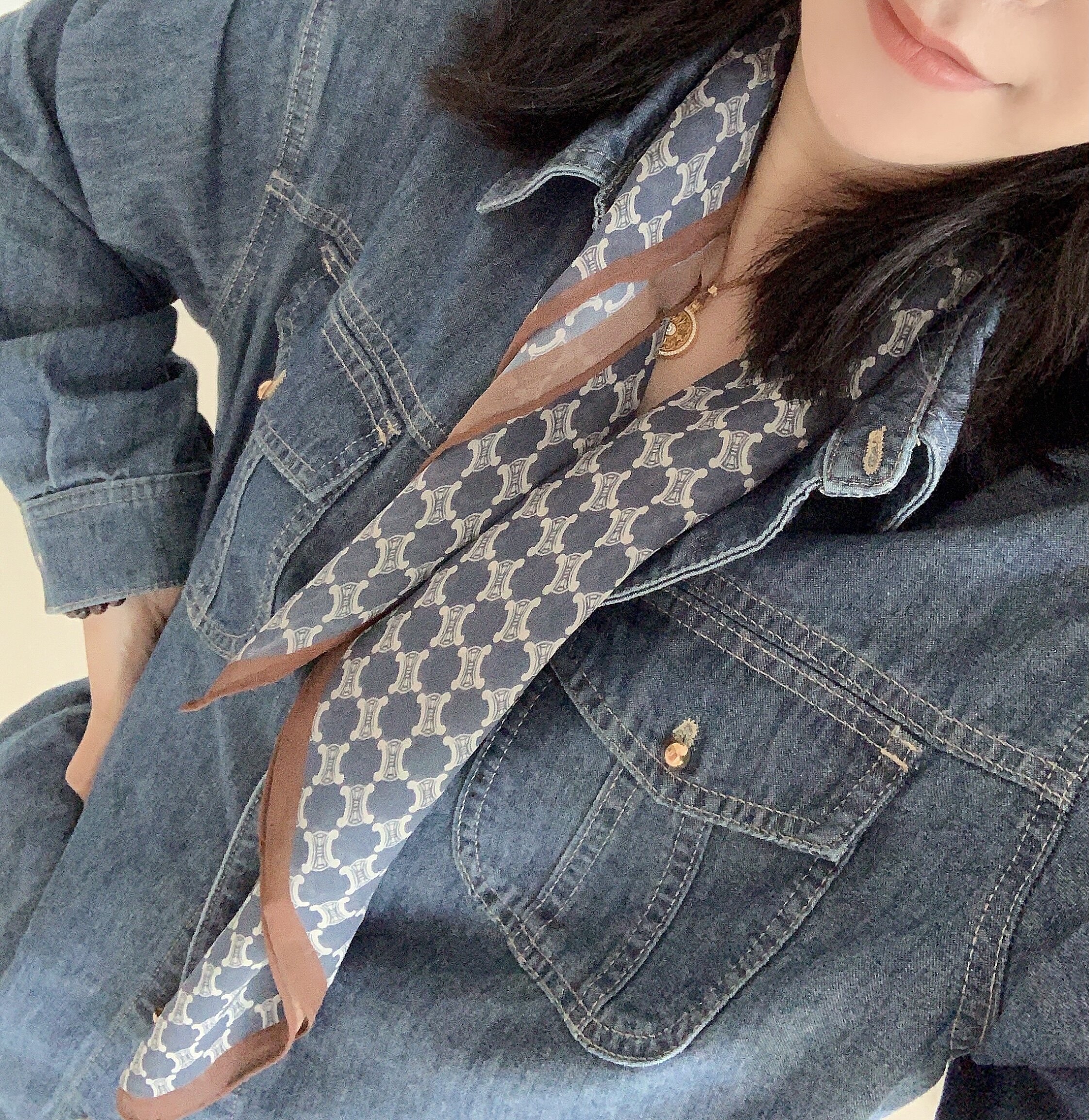 蓝棕凯旋 春夏显白色系桑蚕丝丝巾 真丝乔其纱百搭围巾63CM