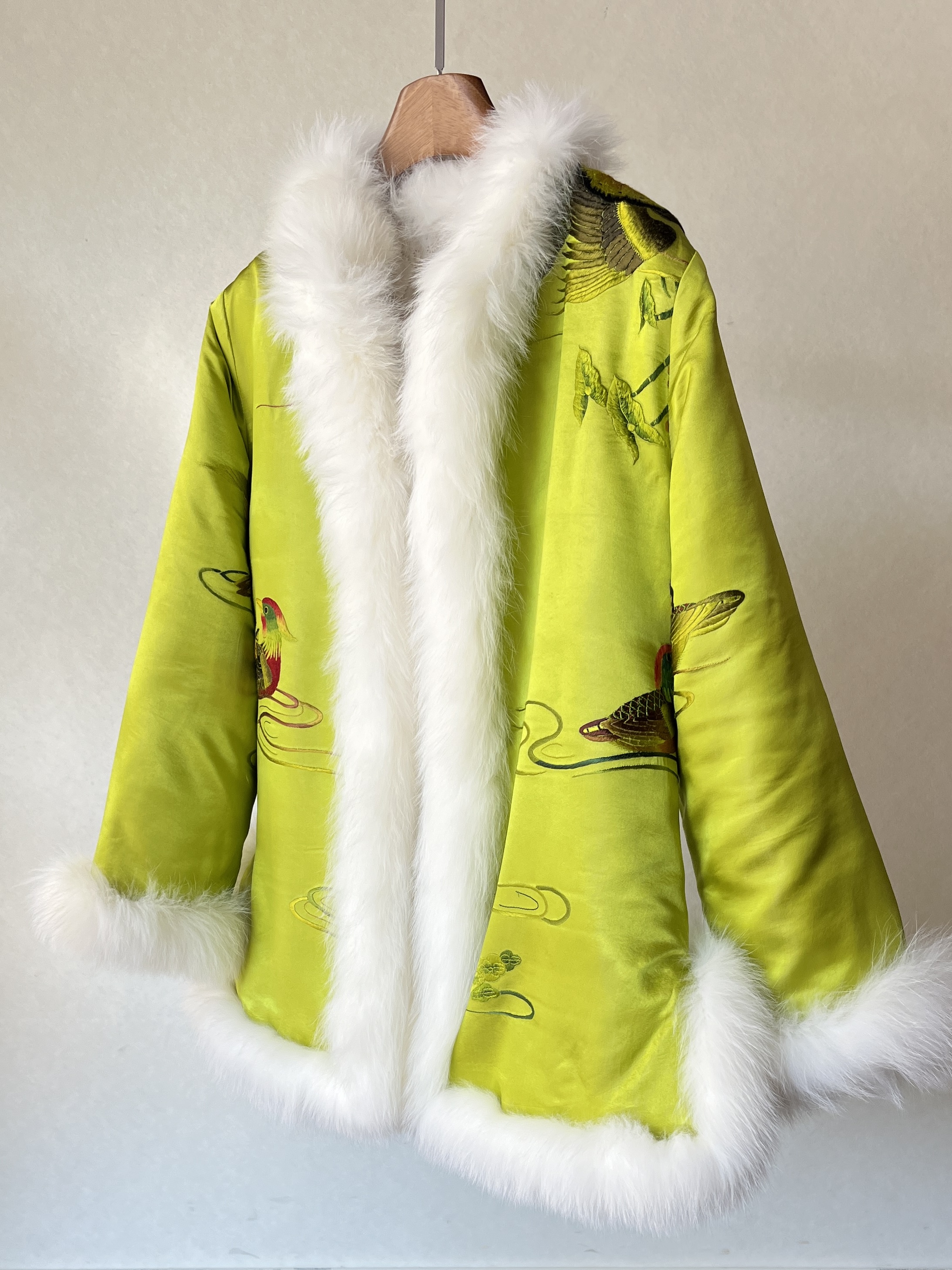 新中式国风重工手工刺绣上衣外套狐狸毛