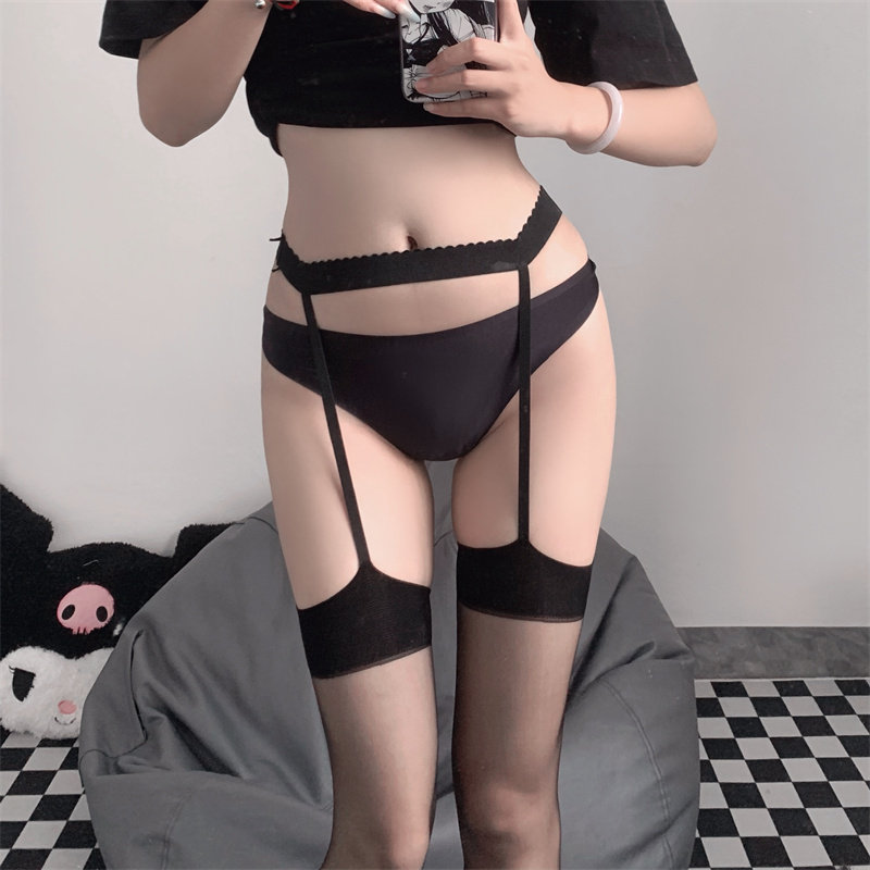 妖精喵：性感黑丝吊带丝袜女夏一体式超薄长筒过膝袜纯欲撞色红边,女士内衣/男士内衣/家居服,长筒袜,淘宝优惠券,粉丝福利购,淘宝优惠卷