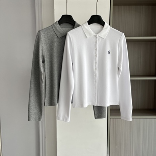女2025早秋季 POLO衫 新款 简约时尚 T恤上衣 美式 百搭打底衫 复古长袖