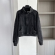 欧货潮牌2025早秋季 新款 做旧黑拉链套头卫衣外套女宽松休闲上衣