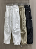裤 美式 女潮 百搭休闲裤 工装 欧货2025新款 春夏宽松收腰抽绳口袋长裤