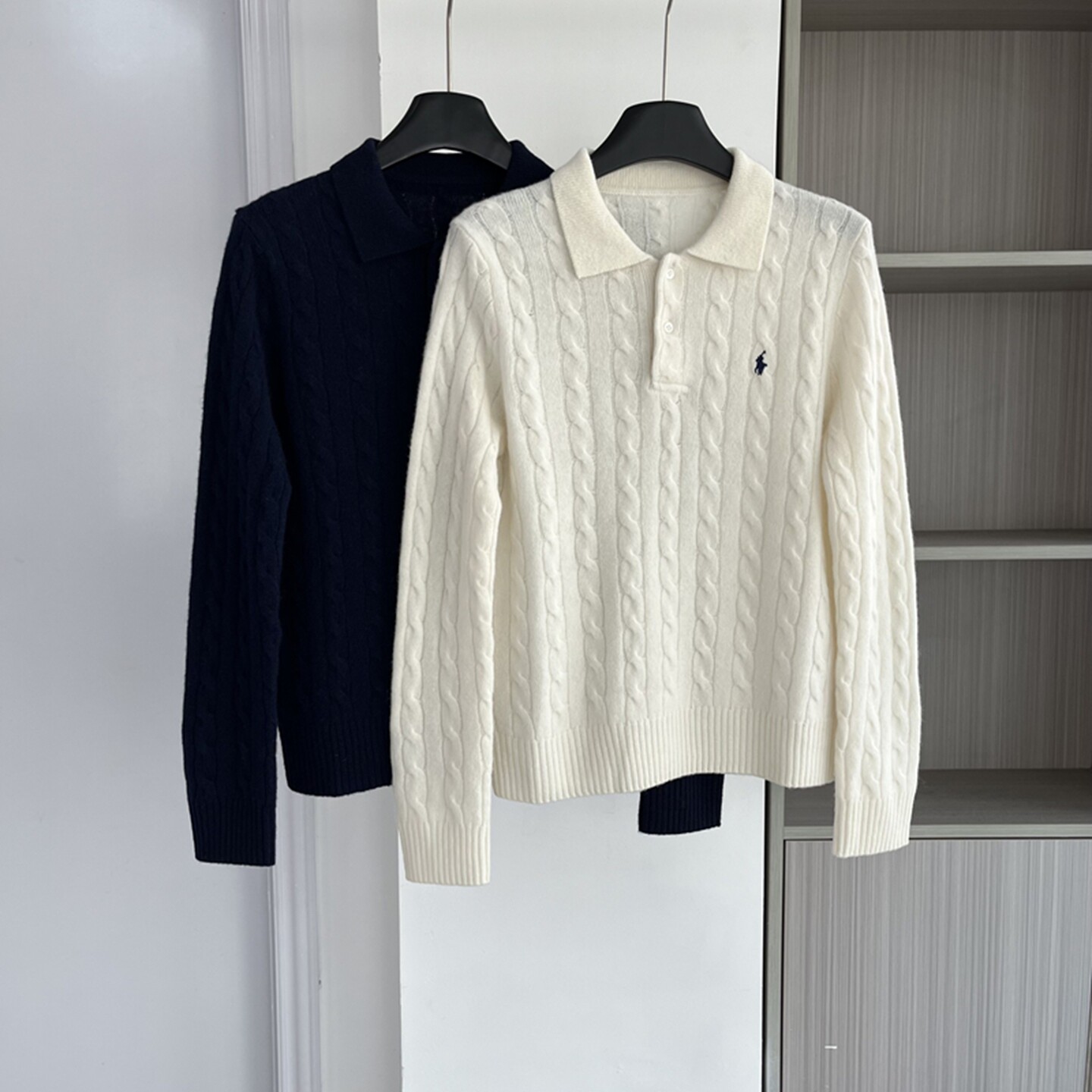 法式小众2026春季季新款时尚麻花针织衫女polo领修身显瘦毛衣上衣