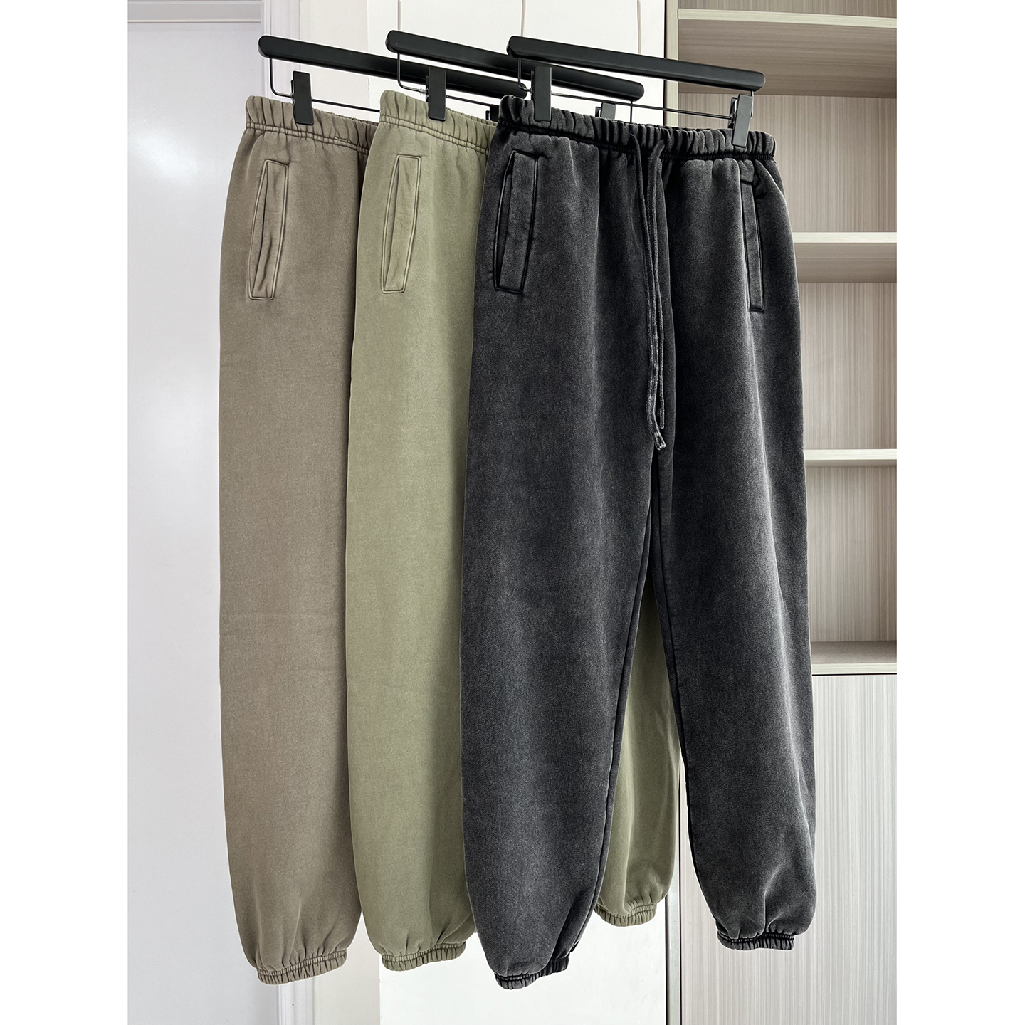 法式小众休闲风加绒加厚束脚卫裤冬季新款女士宽松高腰运动裤长裤