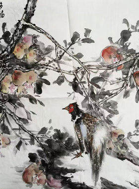 广东省美协何苏华老师手绘国画写意花鸟画多福图客厅书房茶室挂画