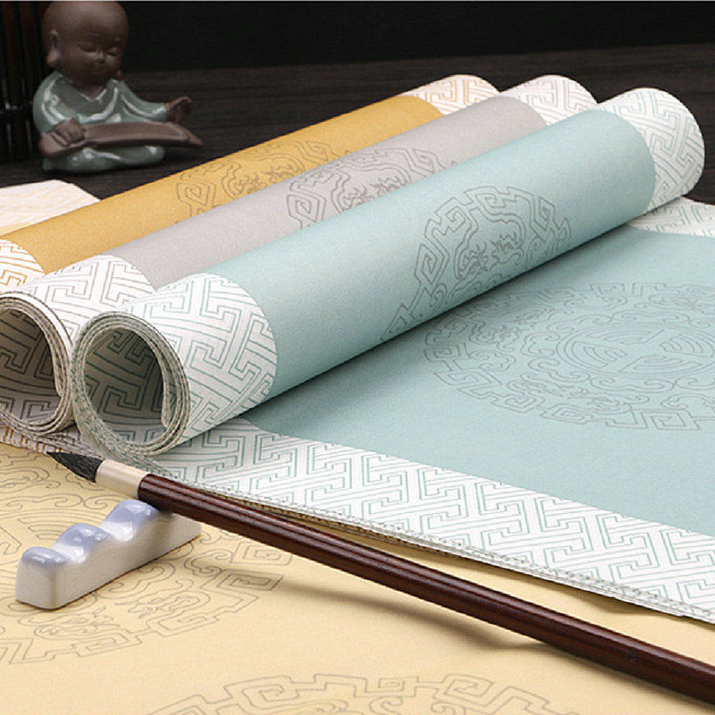 四尺对开五言七言蜡染瓦当楹联宣纸仿古做旧半生半熟毛笔练字专用