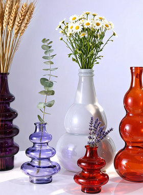 vsm欧式简约彩色玻璃花瓶创意圆球造型桌面插花摆件装饰高级感
