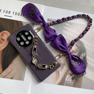 高端真皮华为非凡大师mate70rs手机壳保时捷mate50rs新款斜挎背带挂绳40rs网红全包防摔mate60pro+保护套适用