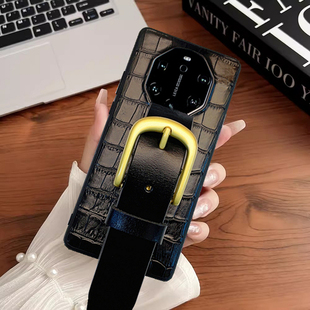 高档~飒美~华为mate60pro手机壳新款mt50rs保时捷保护套80真皮腕带支架mate70rs非凡大师4全包防摔外壳潮男女