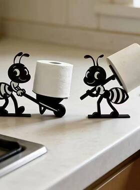 有艺术感的摆件3d打印蚂蚁卷纸架有趣立体简约贴胶网红纸巾架卧室