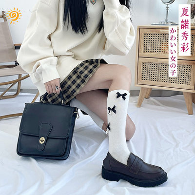 2022jk袜子女日系小腿袜蝴蝶结洛丽塔袜珍珠lolita袜长筒女袜