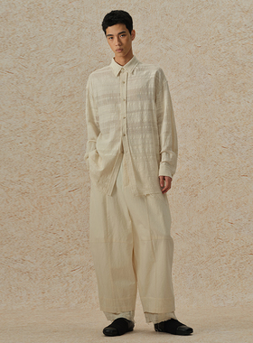 【MORIN KHUUR 牧仁】手织布长袖衬衫