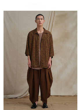 【MORIN KHUUR设计师品牌】男女薄款玫瑰纤维印花宽松短袖衬衫