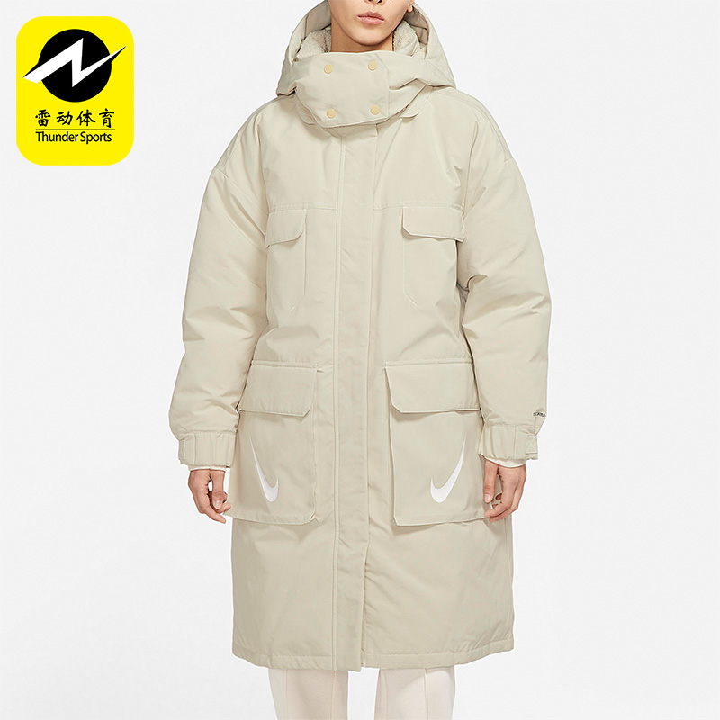 耐克女子中长款连帽羽绒服