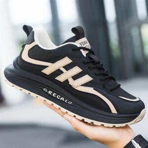 澜森潮流服饰精选皮面运动鞋轻便舒适软底休闲潮鞋厚百搭拼色男鞋