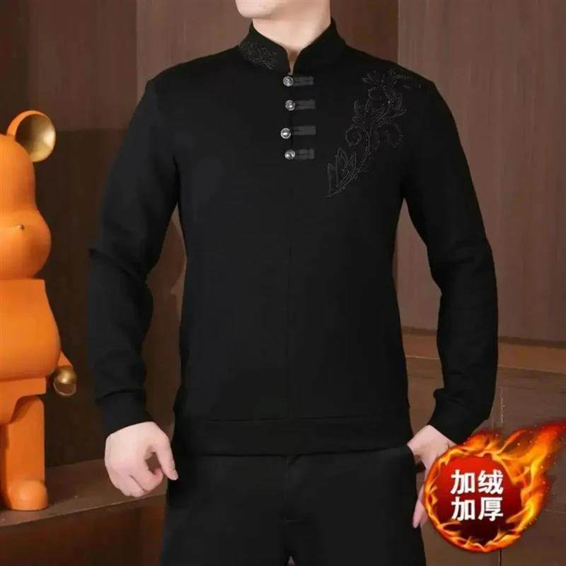 尊梵仕配饰旗舰国风新p中式男士立领卫衣刺绣加绒加厚保暖长袖大