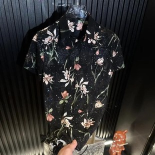 百搭D潮流提花翻领衬 纯雅轻奢男装 高端欧货轻奢时尚 修身 印花夏季