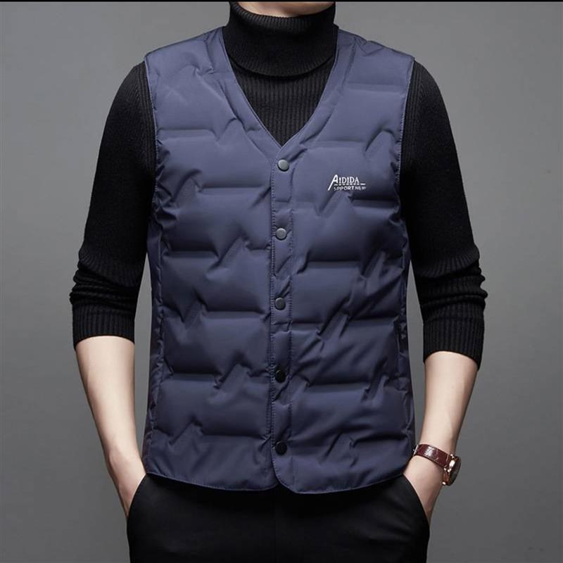 @玟若男装高品质男羽绒马甲男q款2025新款冬季外穿白鸭绒爸爸外套