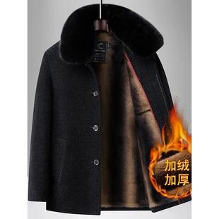 中老 外f套雪尼尔休闲夹克衫 奢蜜纯伊商务男装 加绒加厚翻领爸爸装