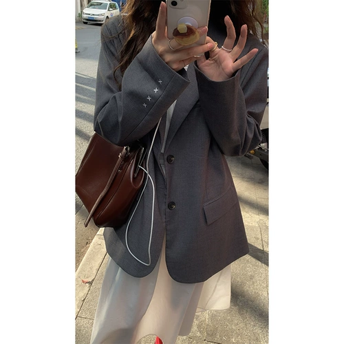 Демисезонный пиджак классического кроя для отдыха, в корейском стиле, подходит для подростков, изысканный стиль