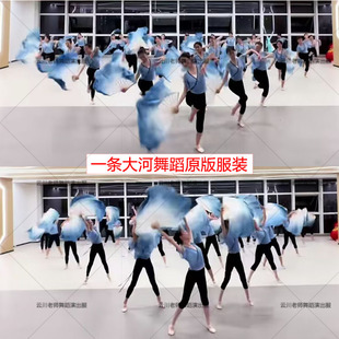 一条大河演出服女童古典舞纱衣民族舞短袖 练功继基训舞蹈演出服新