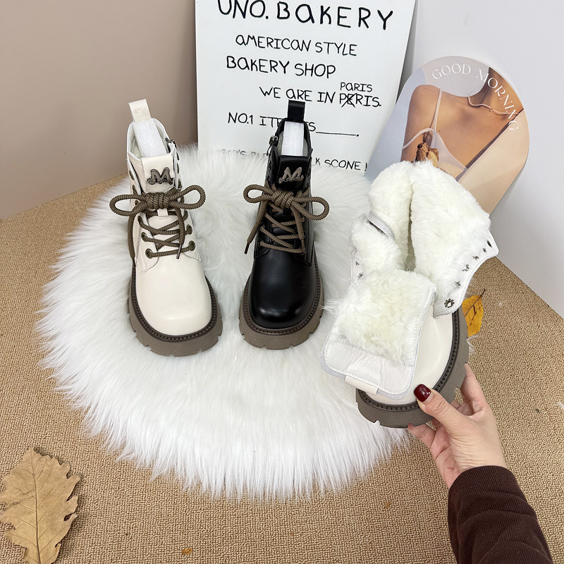 厚底羊毛雪地靴女2025冬季新款保暖加绒防水棉鞋时尚配裙马丁短靴,女鞋,马丁靴,淘宝优惠券,粉丝福利购,淘宝优惠卷