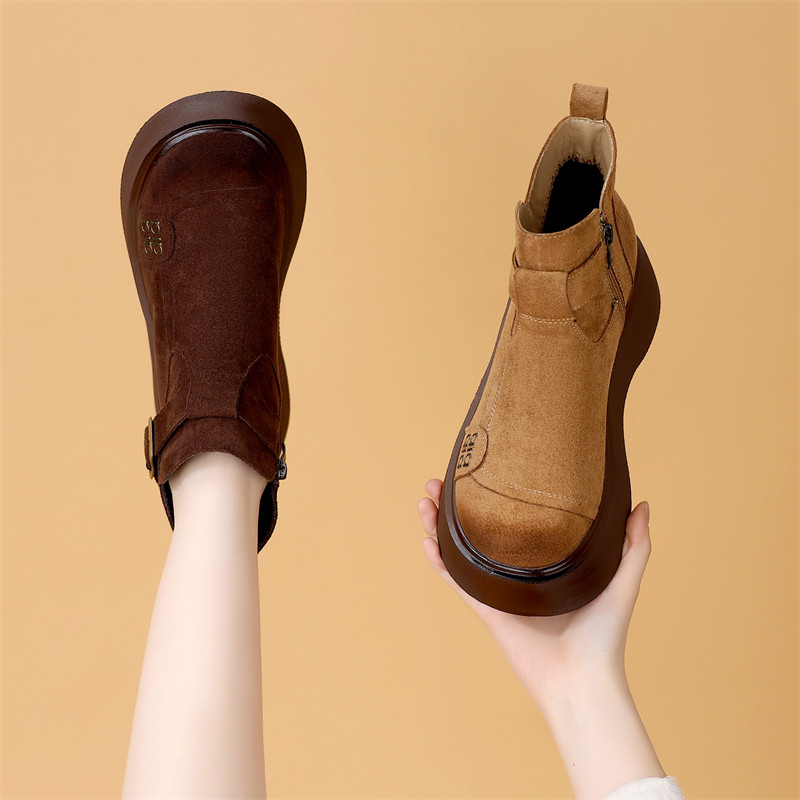 厚底增高马丁靴女2025冬季新款时尚休闲软底勃肯鞋加绒短靴大码41,女鞋,切尔西靴,淘宝优惠券,粉丝福利购,淘宝优惠卷