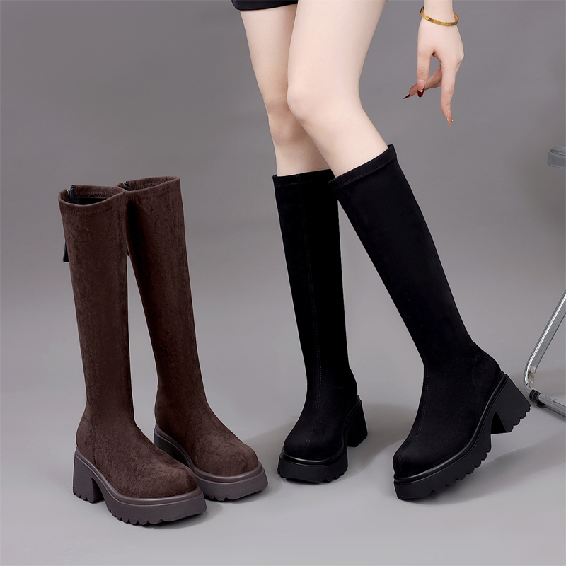 古兹曼厚底不过膝骑士靴