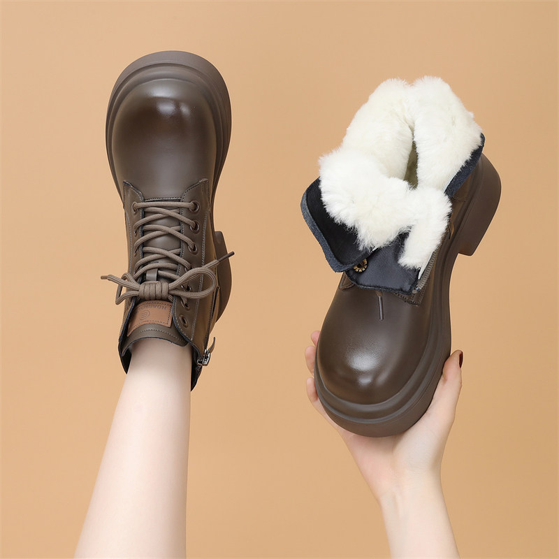 防水羊毛雪地靴女2025新款冬季加绒加厚马丁靴厚底增高爆款棉鞋女,女鞋,时尚雪地靴,淘宝优惠券,粉丝福利购,淘宝优惠卷