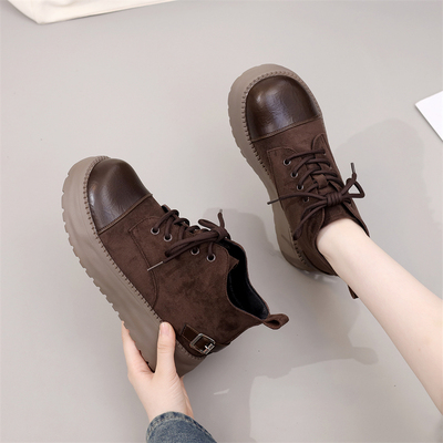 古兹曼松糕厚底系带低帮短筒靴