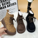 爆款厚底马丁靴女2025冬季新款棉鞋增高加绒保暖翻毛皮羊毛雪地靴