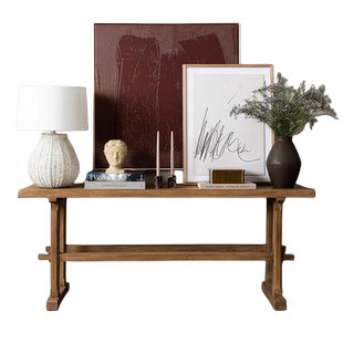 中古实木玄关桌条案诧寂复古风过道走廊玄关台端景台沙发背几桌