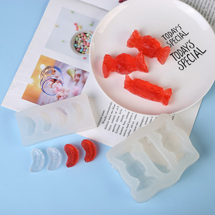 橘子瓣3连糖果翻糖蛋糕模具 diy果冻 烘焙 香薰蜡烛滴胶硅胶模具