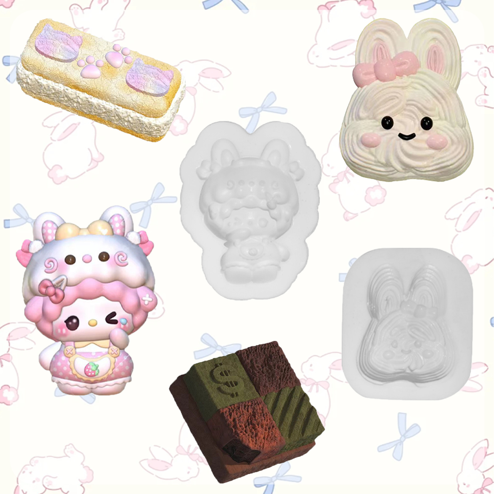 卡通可爱公仔捏捏模具DIY创意扩香石膏硅胶模具