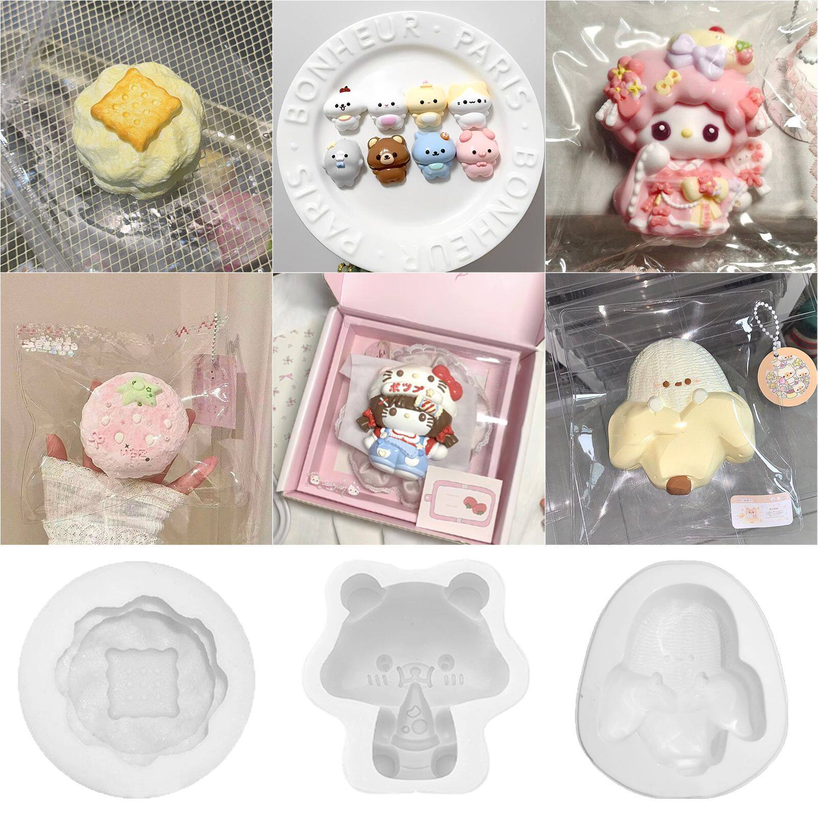 卡通公仔捏捏模具diy解压仿真饼干面包食玩香蕉捏捏硅胶模具